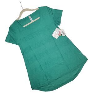 LuLaRoe Pintuck Stripe Classic T Small Green Solid NEW Women Short Sleeve Top